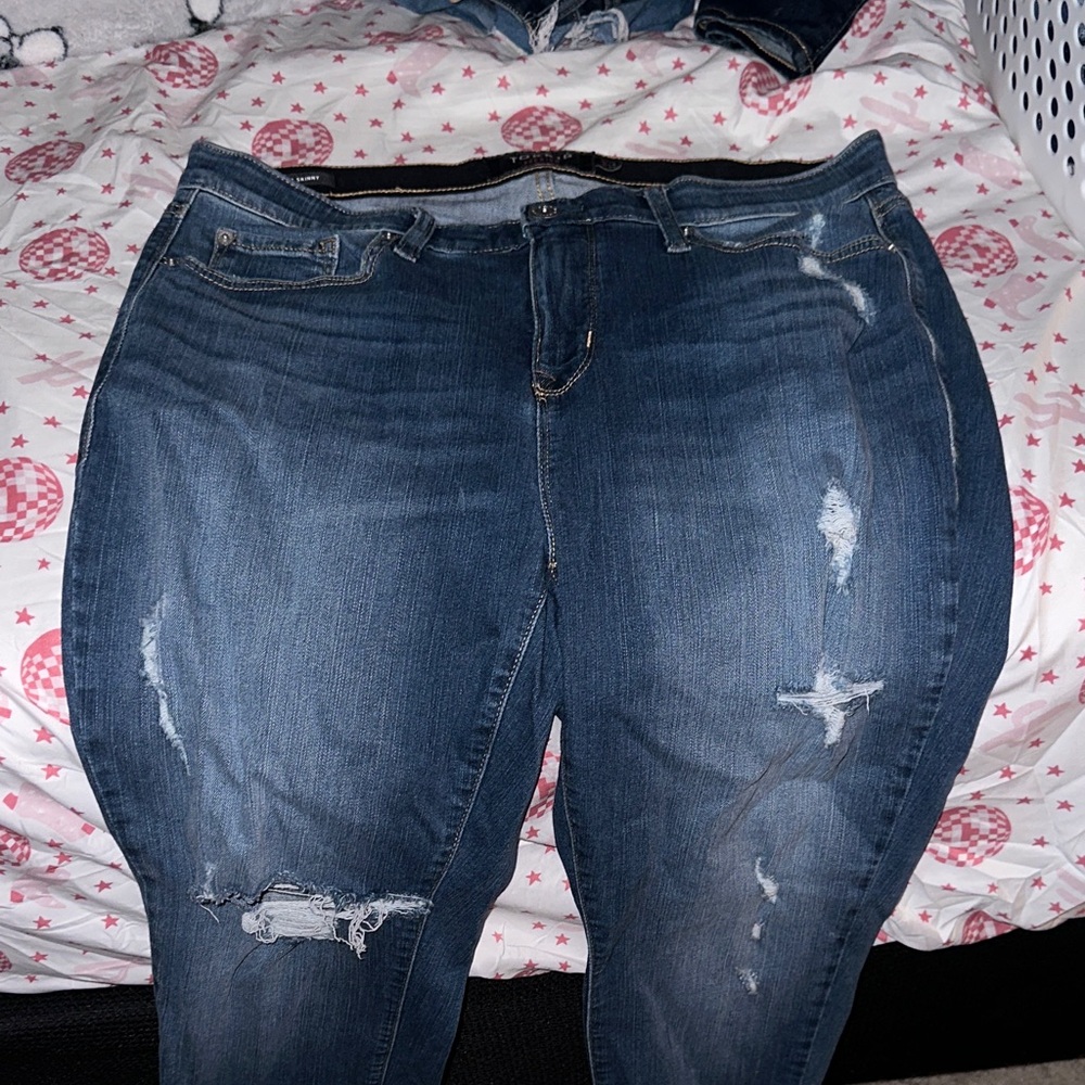 Classic Blue Distressed Skinny Jeans